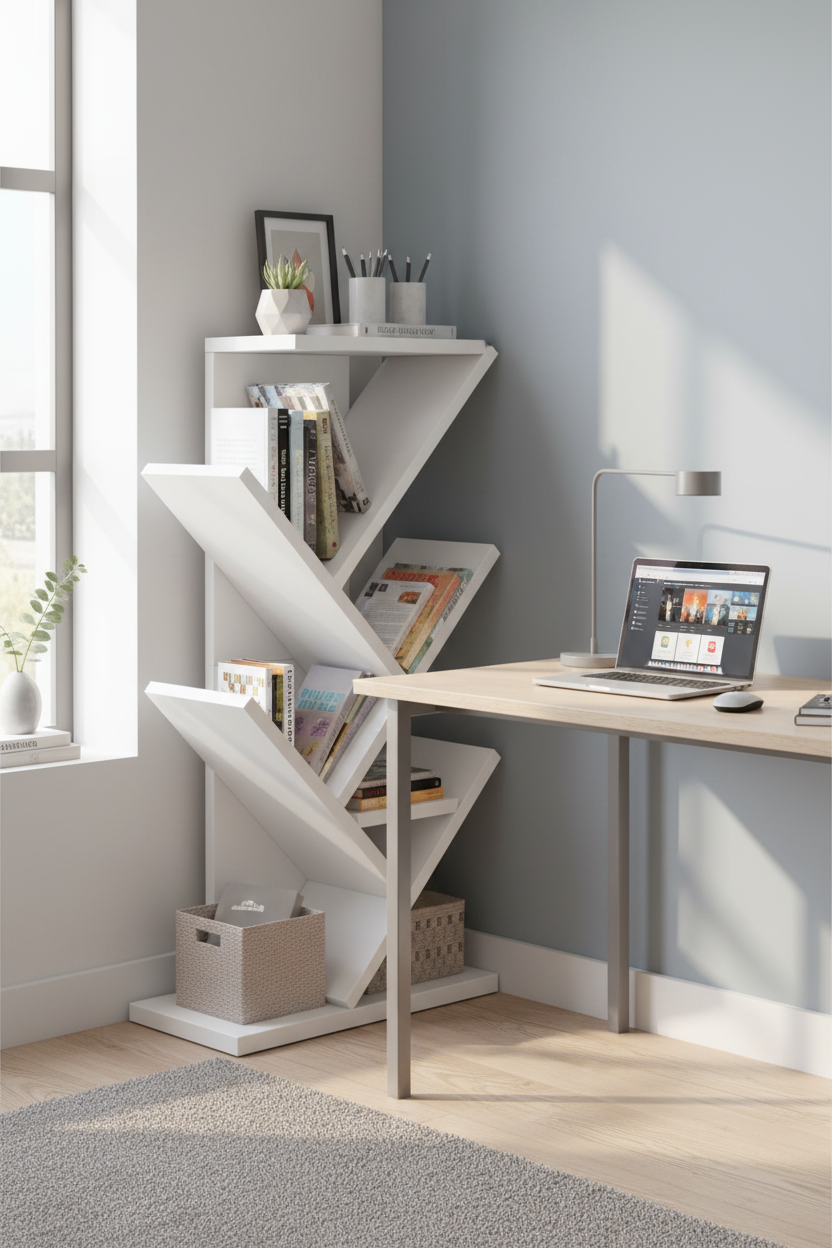 Tree bookshelf in home office