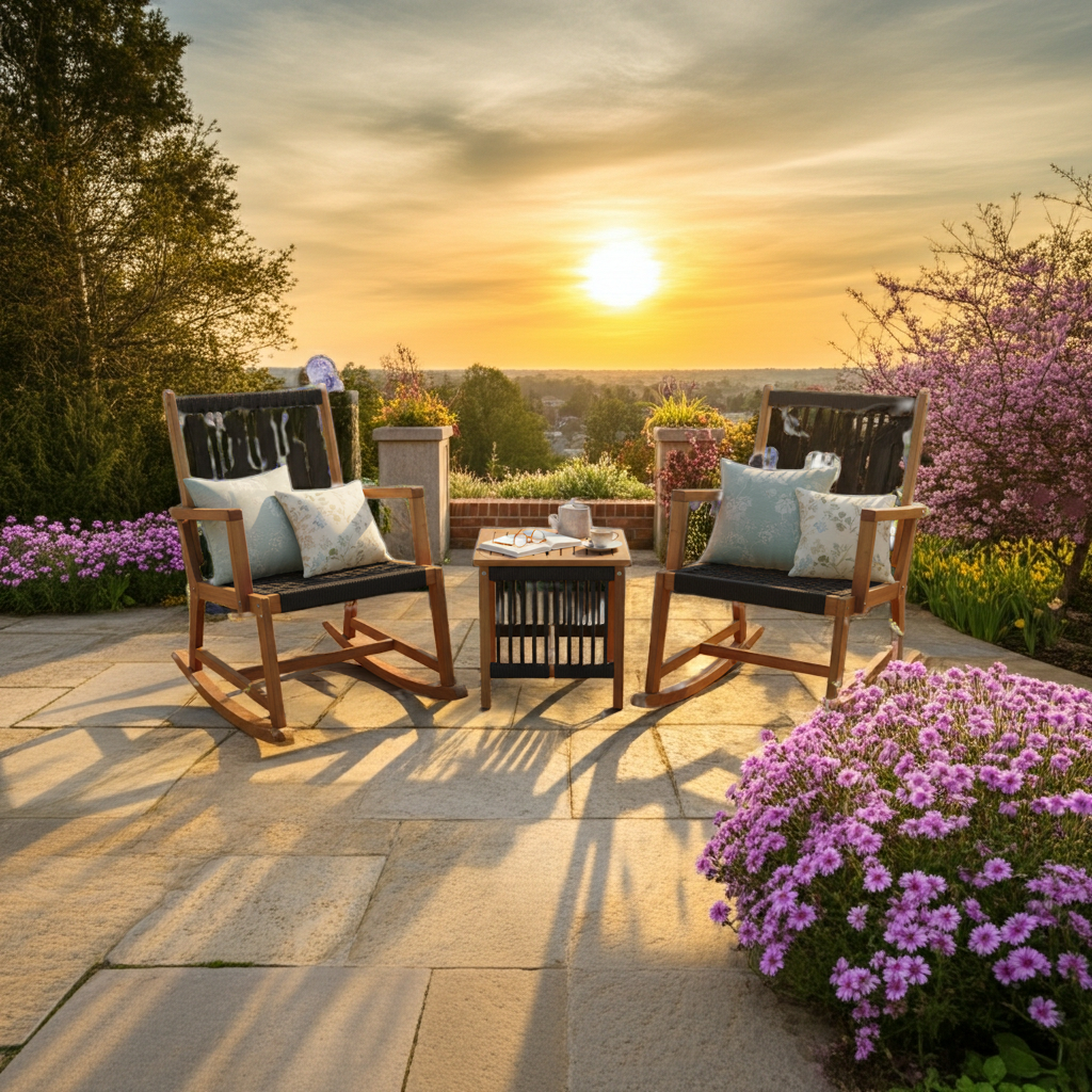 3 Piece  Rocking Chair Outdoor Patio Table Bistro Set