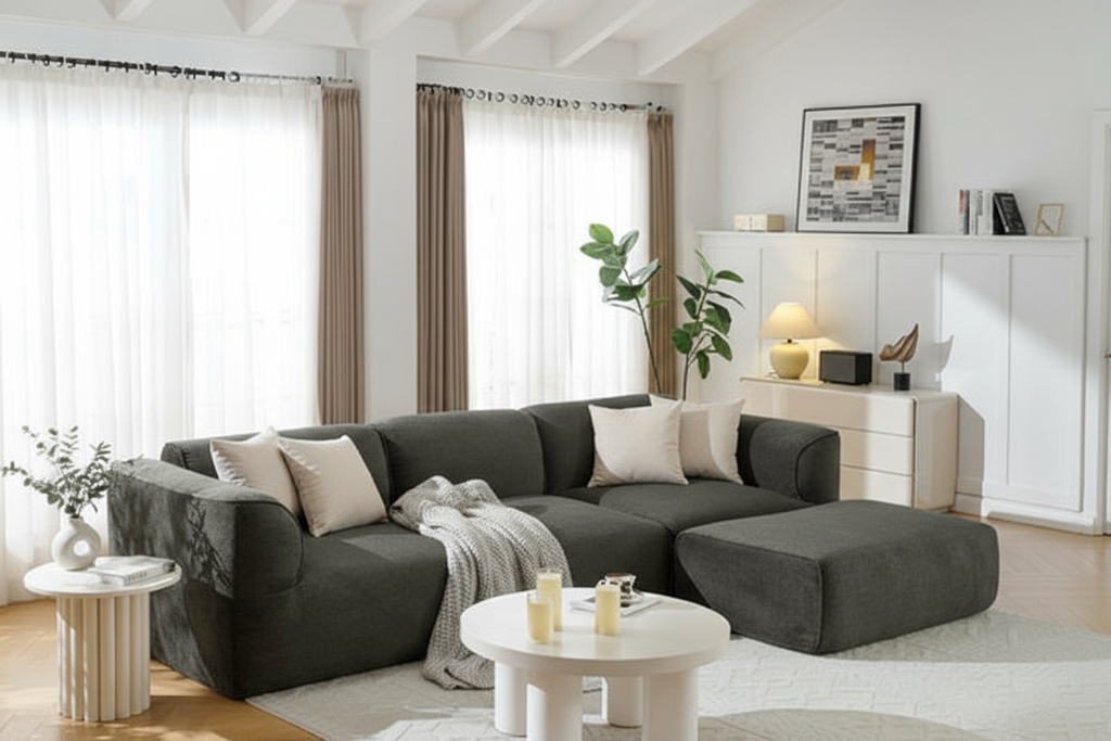 Velvet Sofa - Bright Airy Interior