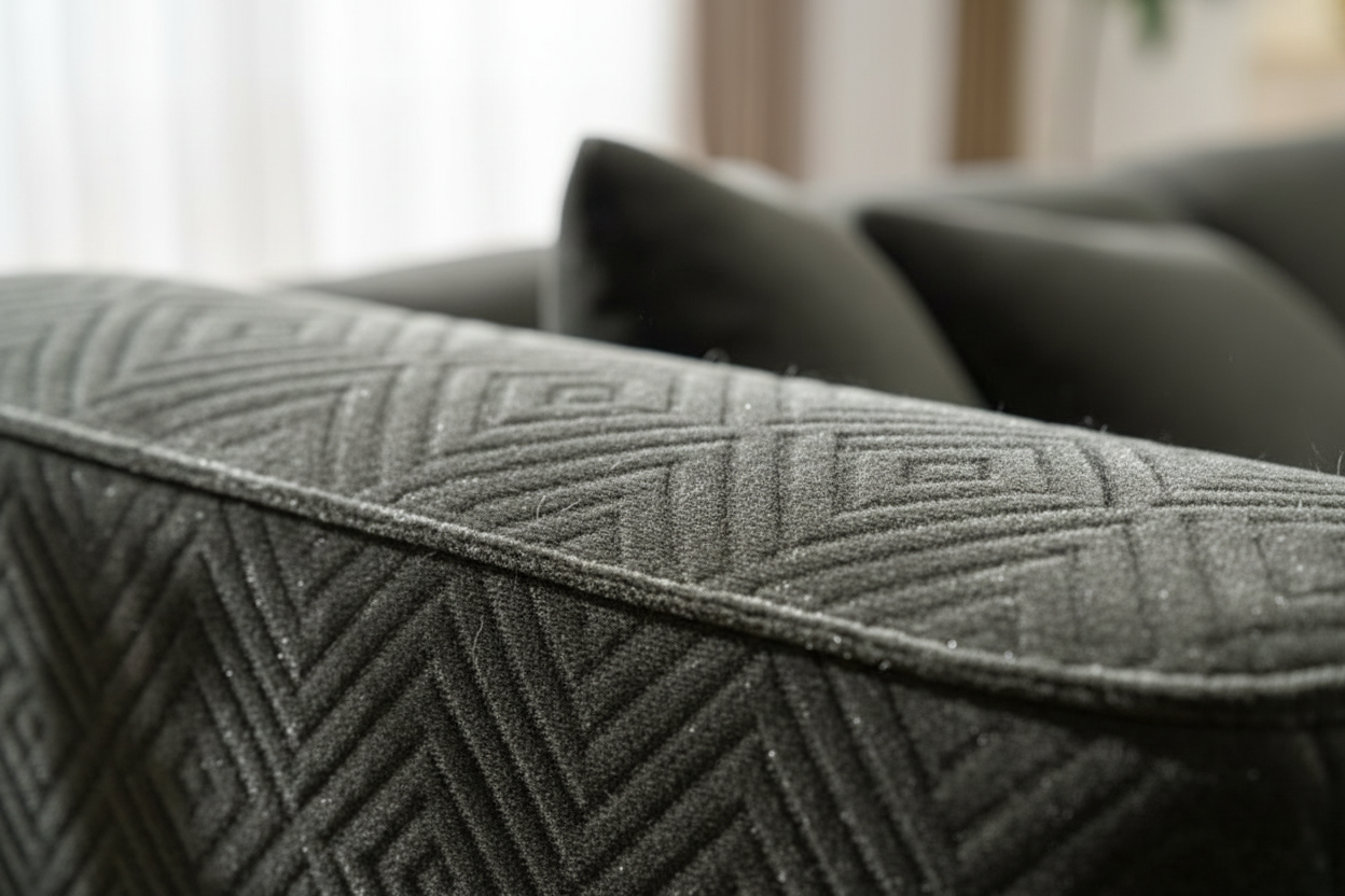 Velvet Sofa - Double-Needle Stitching Detail