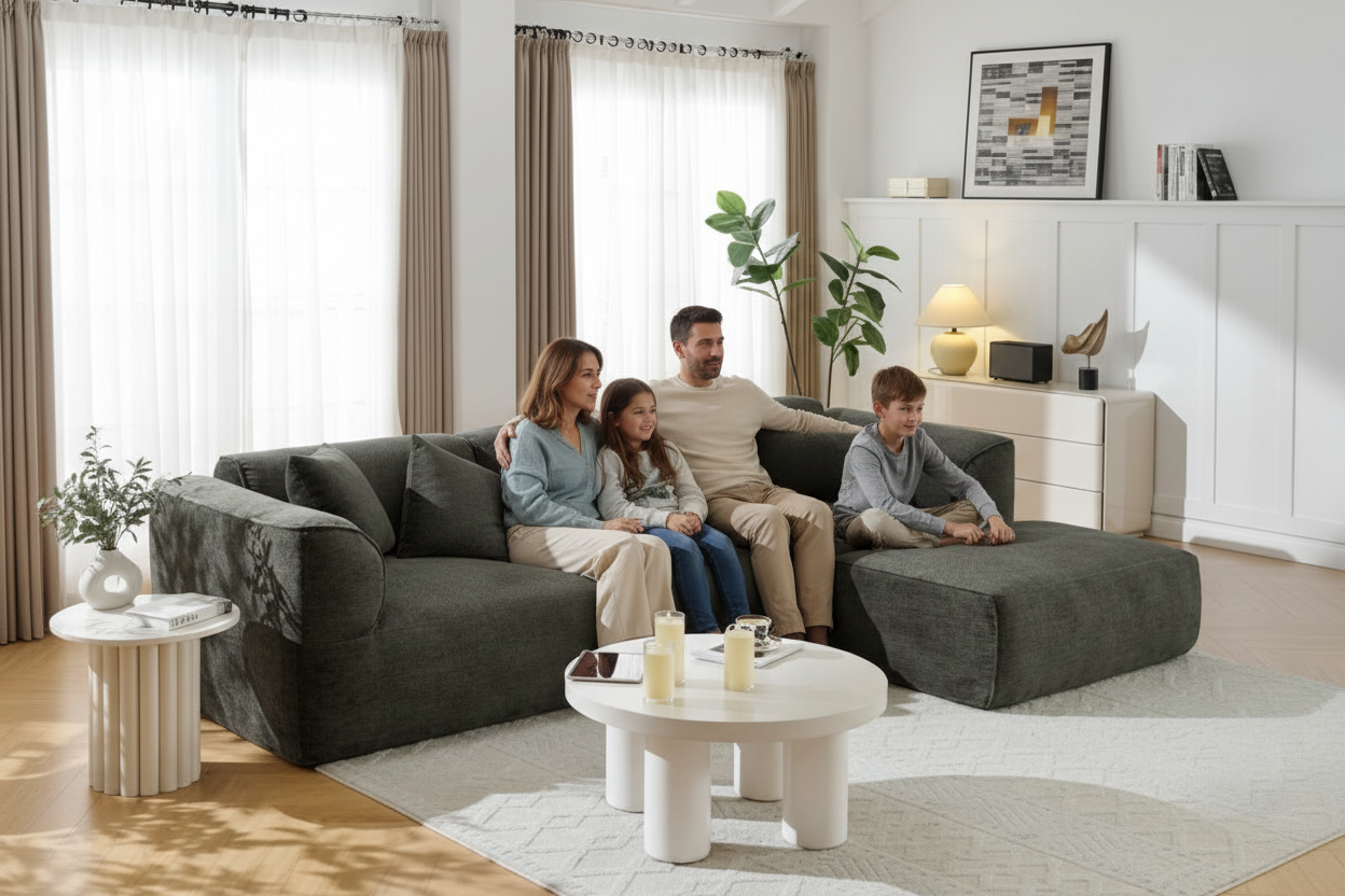 Velvet Sofa - Family Living Room