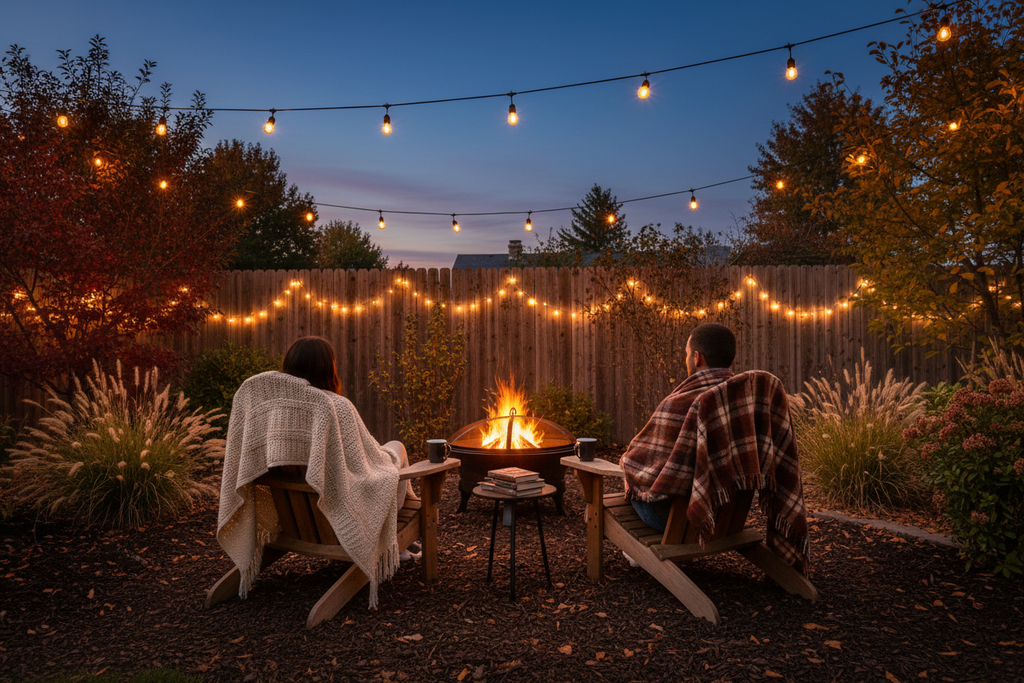 Wide-Angle Backyard View - Cozy Atmosphere
